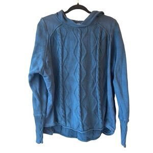 Neon Buddha cable knit hooded oversized sweater 100% cotton M blue